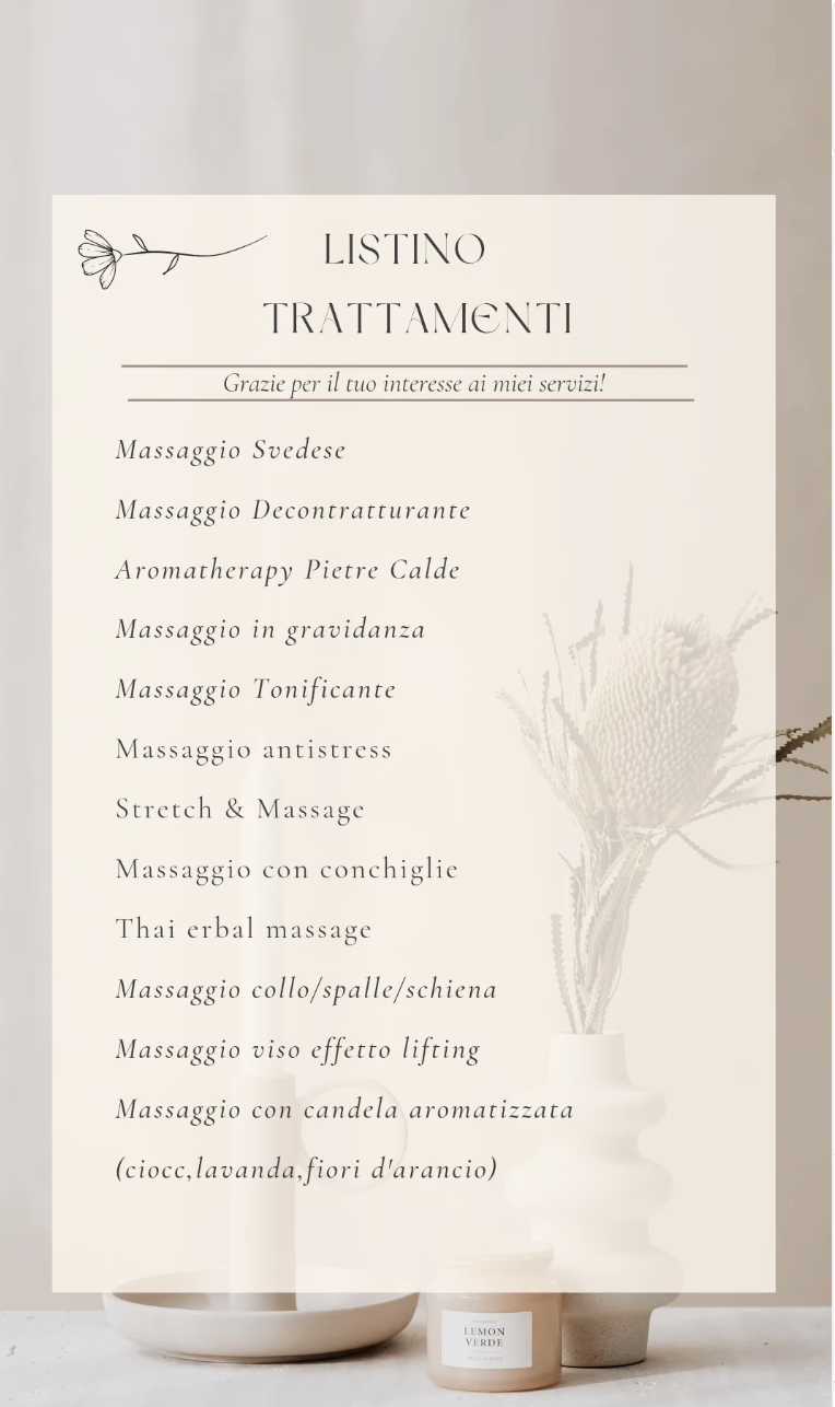 Listino completo trattamenti